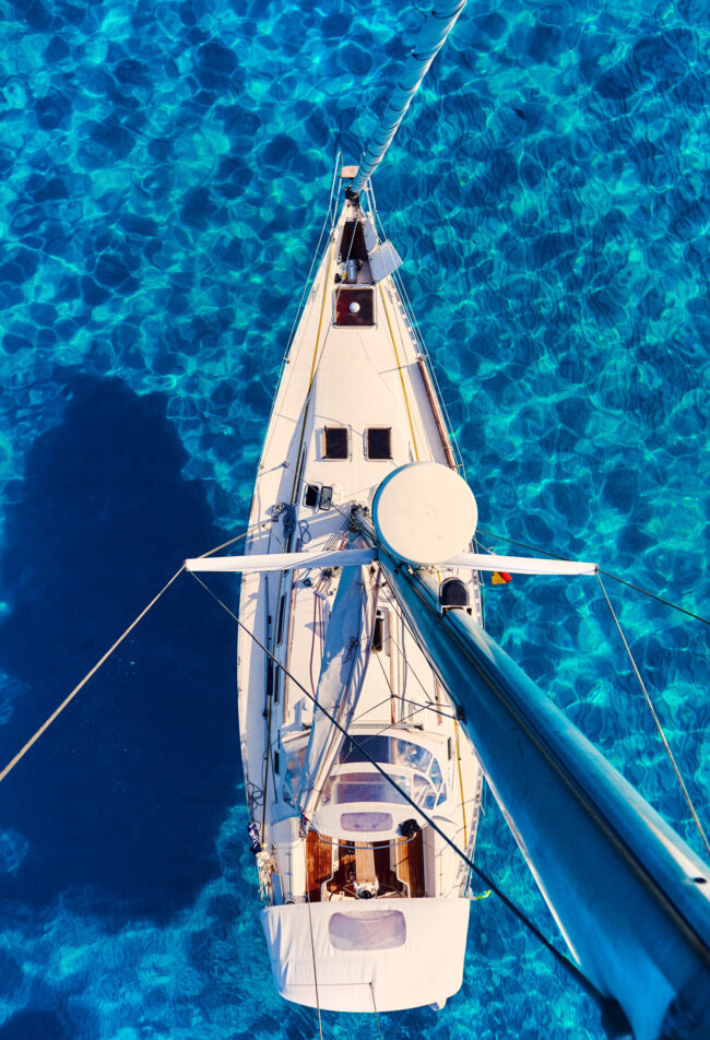 Yacht and clear Mediterranean sea